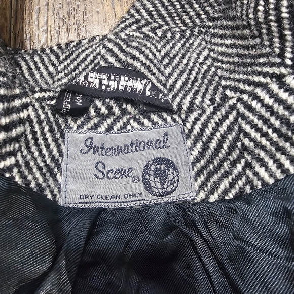 Herringbone Coat Blazer Black and White Pure Wool Button Size 9/10 (Medium) - Picture 14 of 14